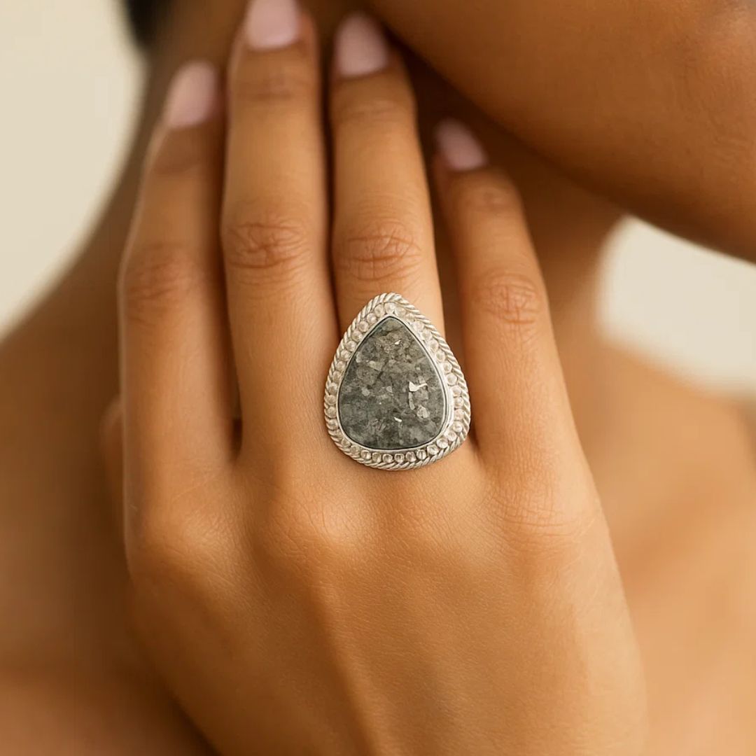 Pyrite Geode adjustable ring