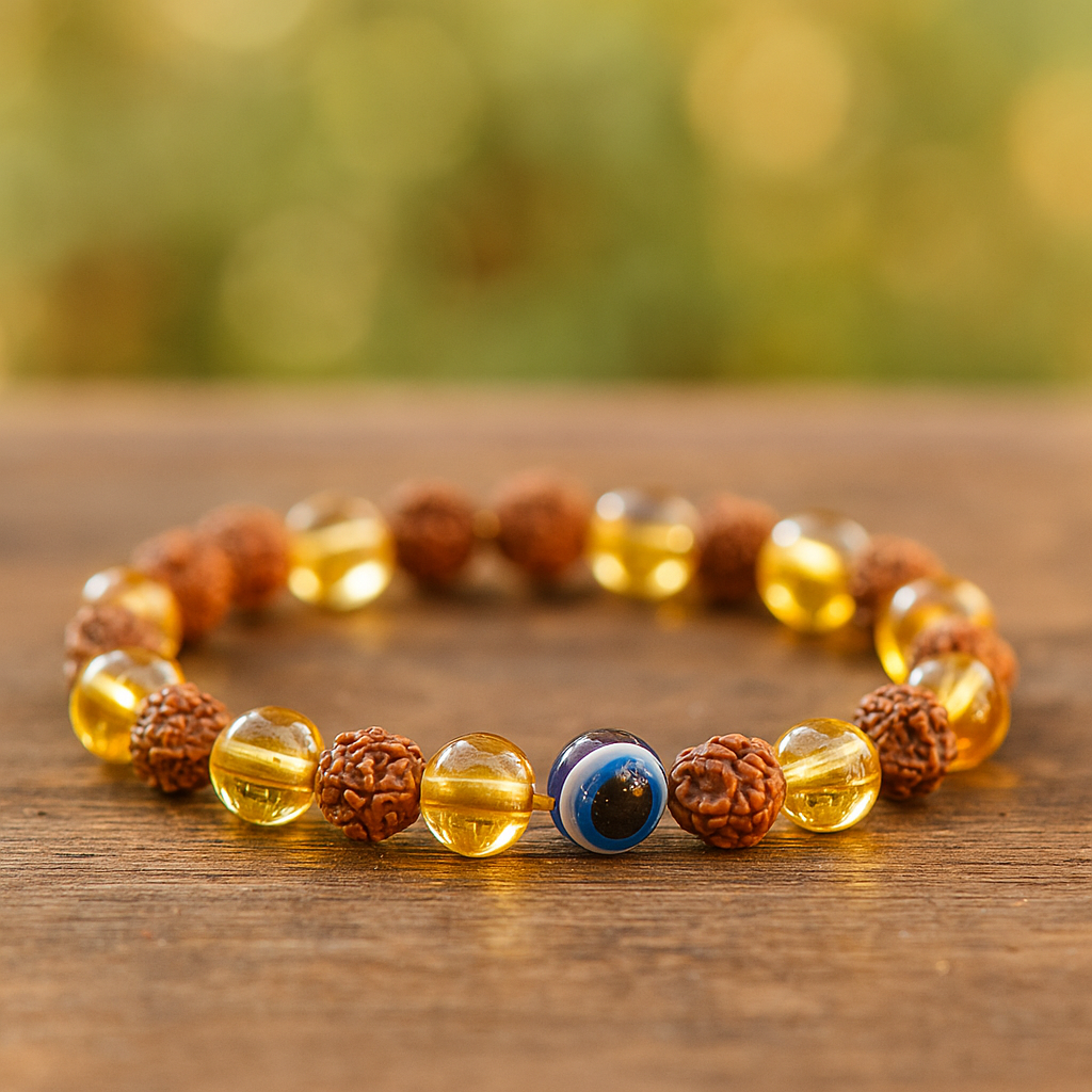 Rudraksh Citrine and Evil Eye Bracelet