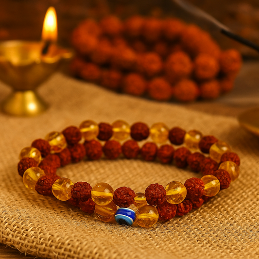 Rudraksh Citrine and Evil Eye Bracelet