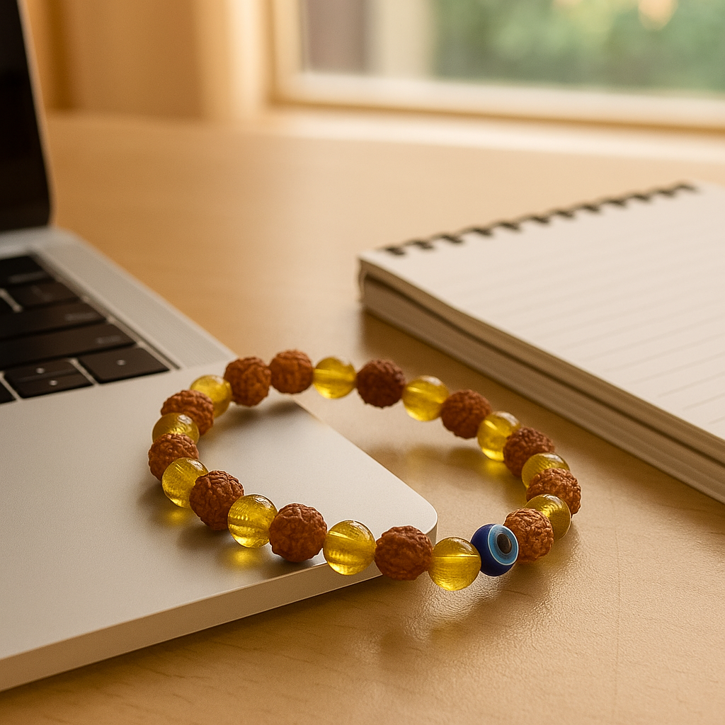 Rudraksh Citrine and Evil Eye Bracelet
