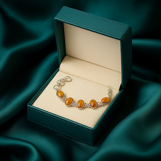 Tiger Eye Silver Plated Bracelet