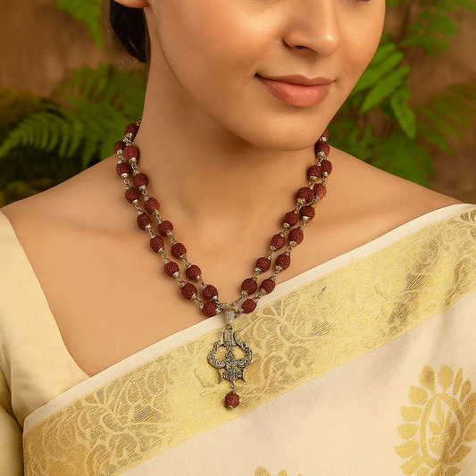 Gold Plated Rudraksha Trishool