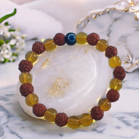 Rudraksh Citrine and Evil Eye Bracelet
