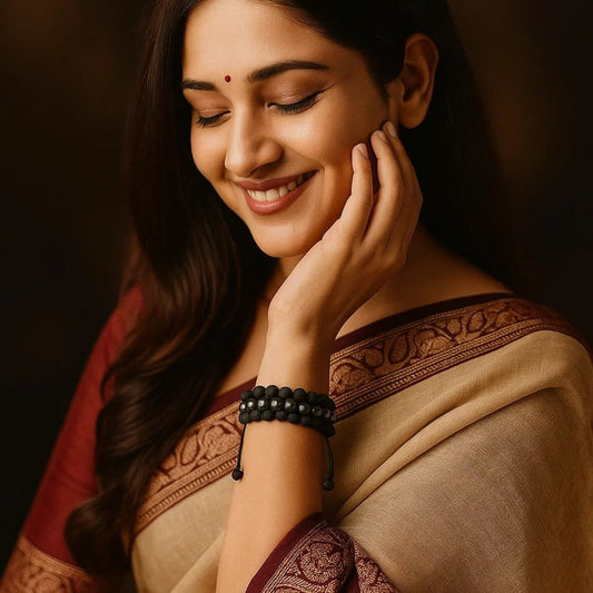 Pyrite Bracelet with Black Obsidian Beads