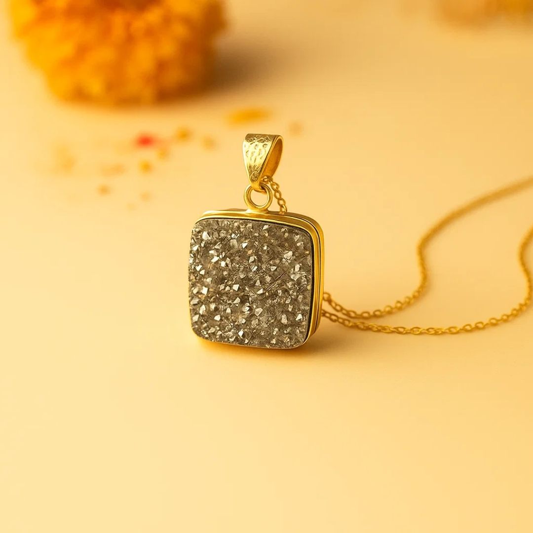 Pyrite Pendent With Gold Coated