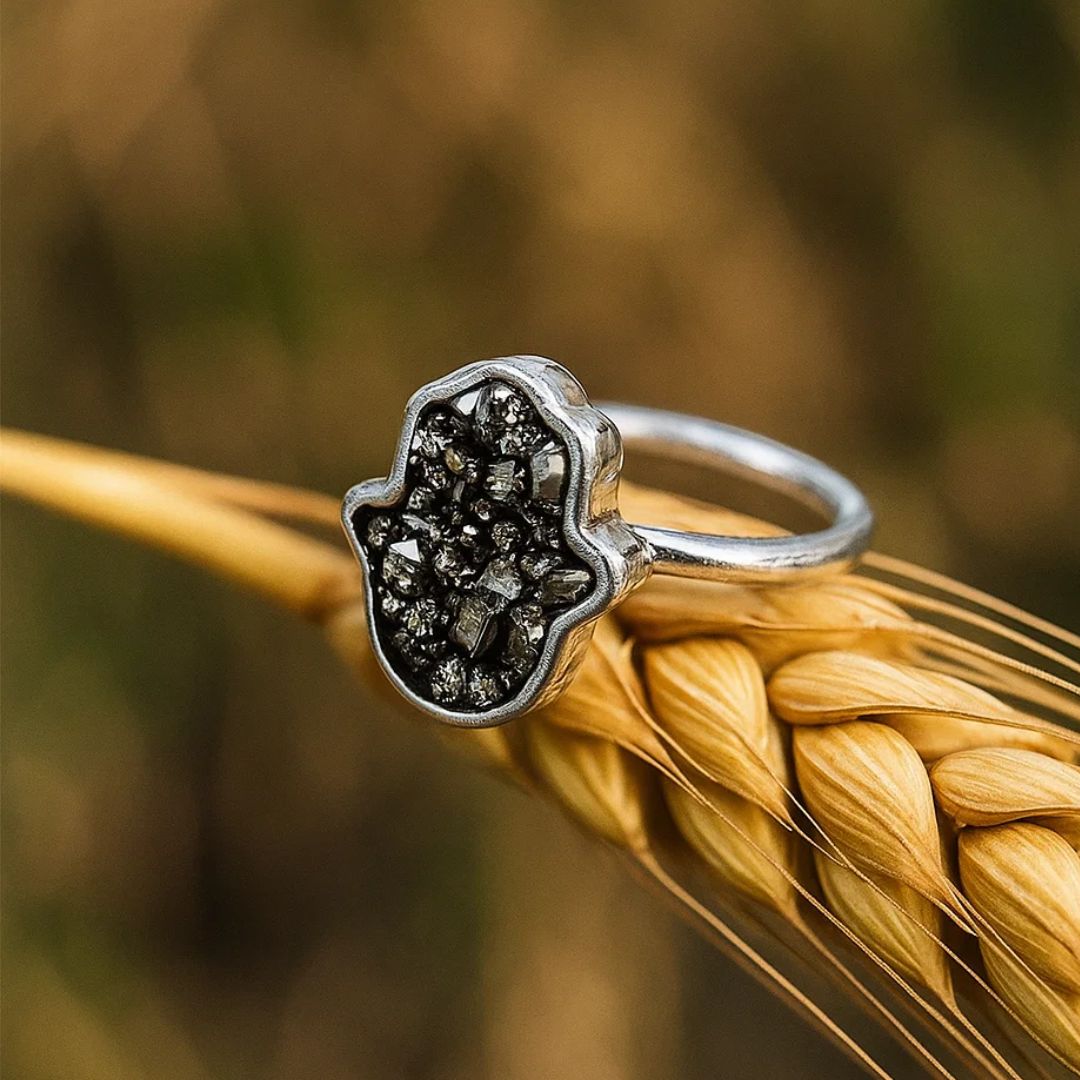 Pyrite Pure Silver Ring