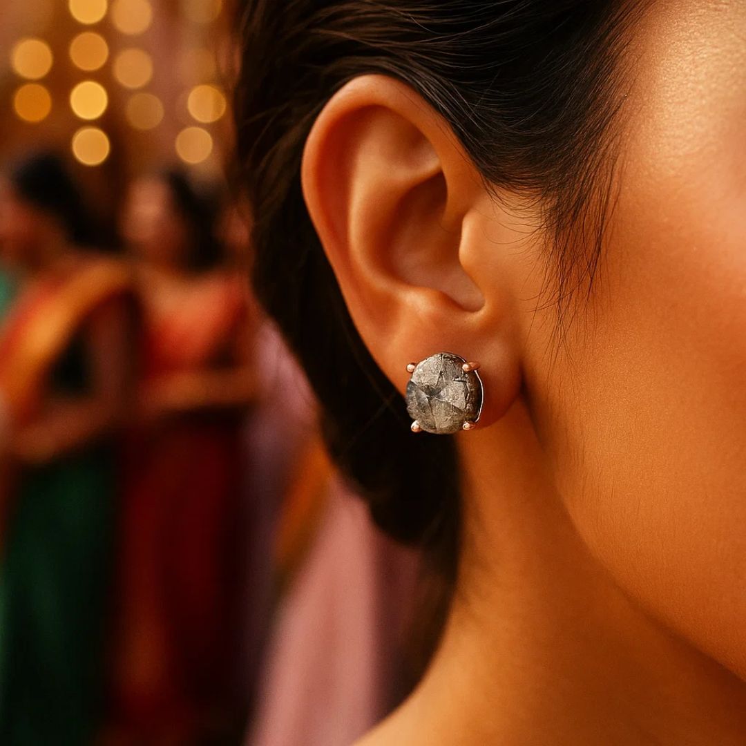Raw Pyrite earings