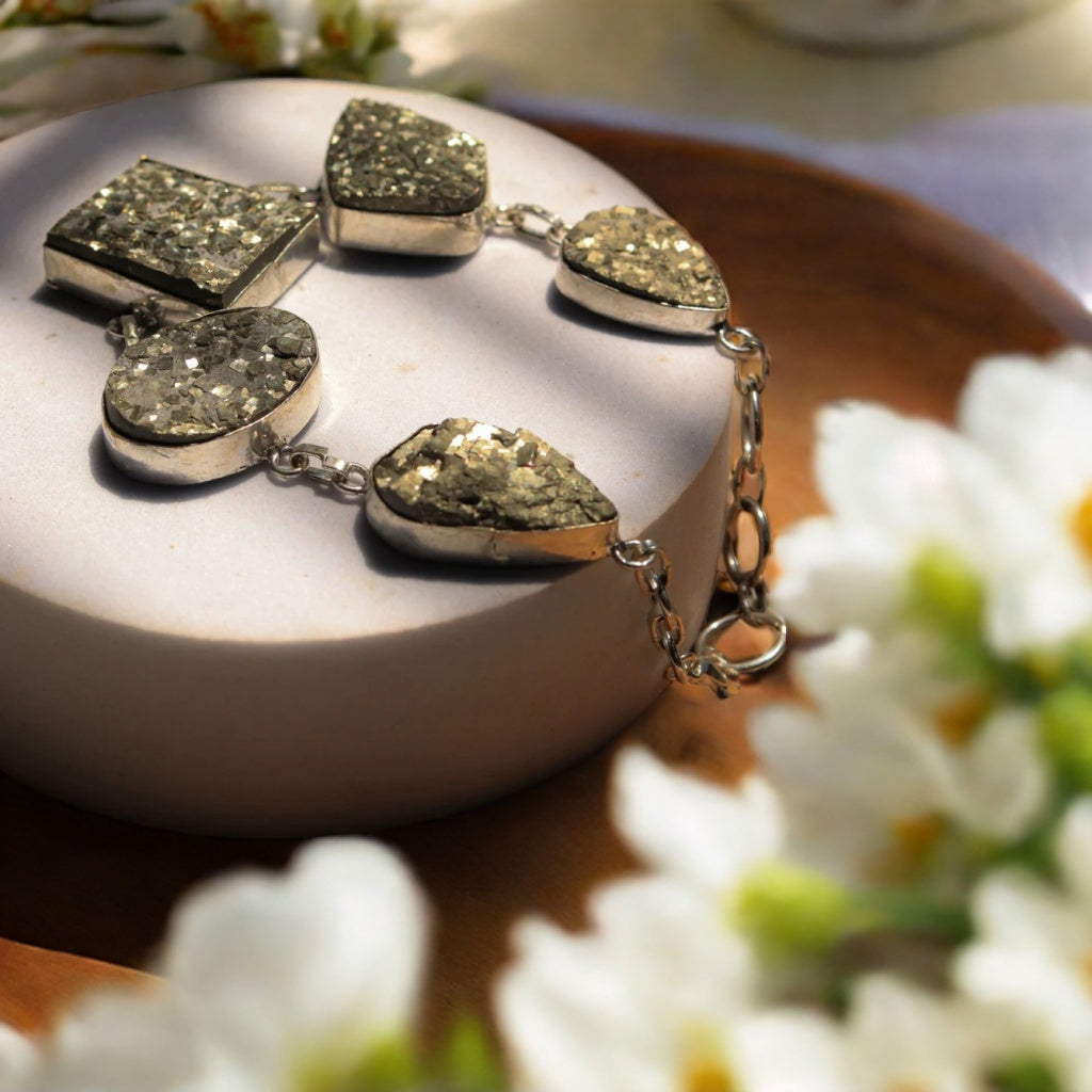 Pyrite Stylish Chain Bracelet