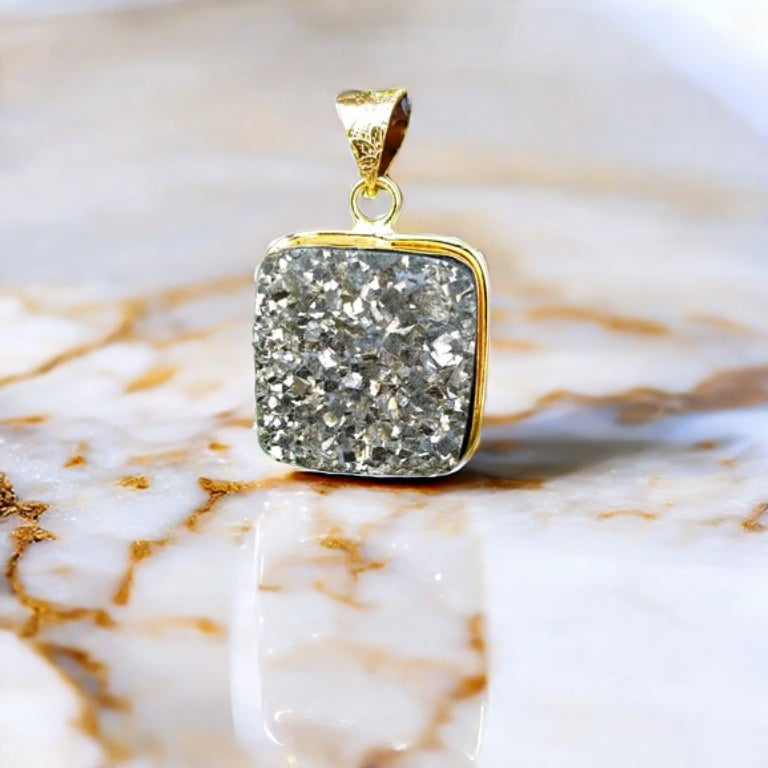 Pyrite Pendent With Gold Coated