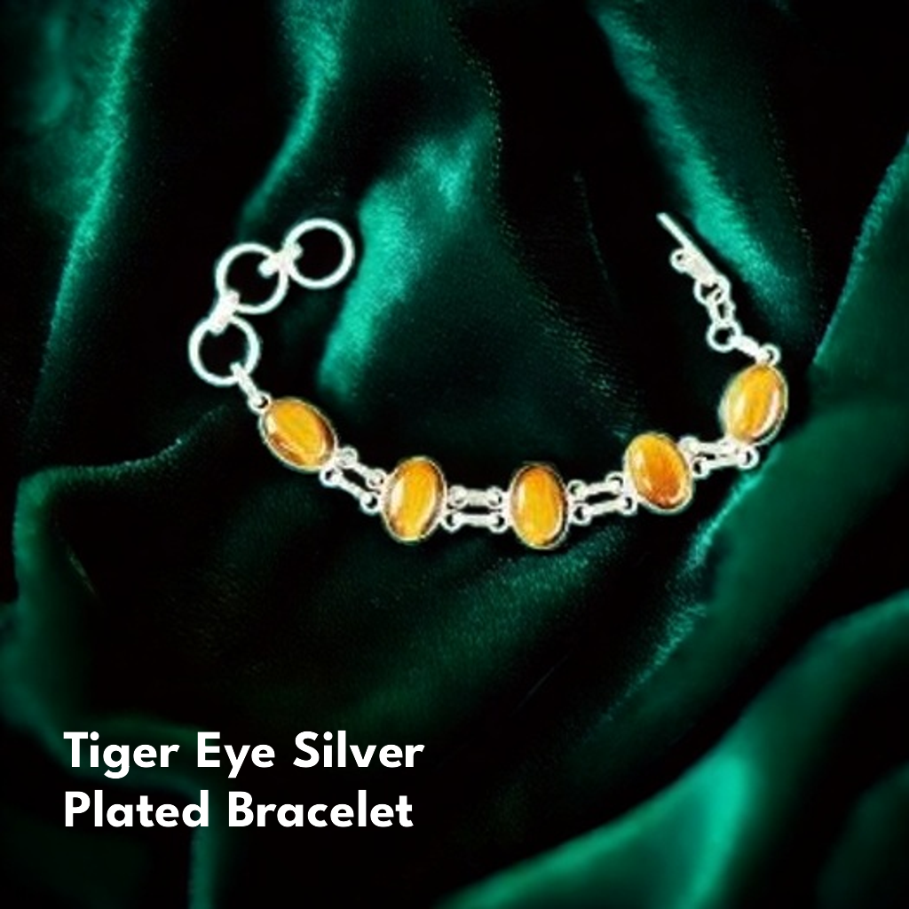 Tiger Eye Silver Plated Bracelet