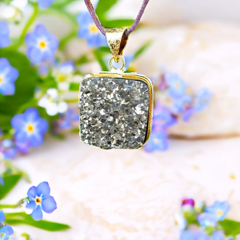 Pyrite Pendent With Gold Coated