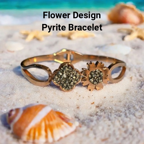 Flower Design Pyrite Bracelet