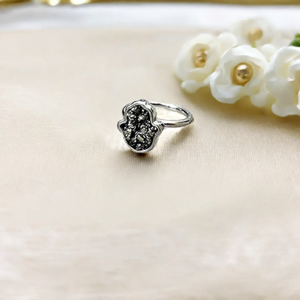 Pyrite Pure Silver Ring