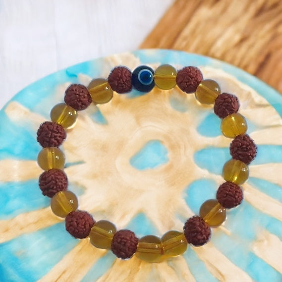 Rudraksh Citrine and Evil Eye Bracelet