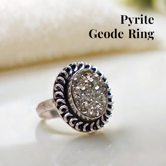 Pyrite Geode Ring