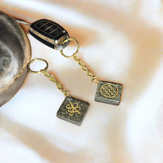 Pyrite Keychain (Gayatri Mantra + Zibu)