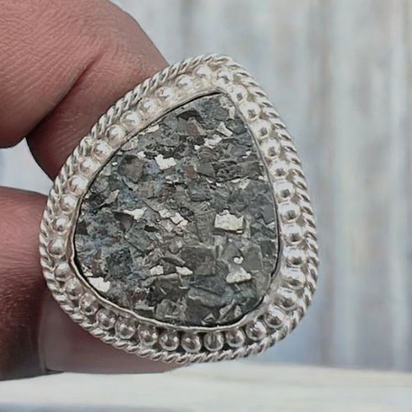 Pyrite Geode adjustable ring