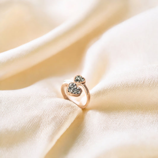 Pyrite Ring for Attracting Money(Heart Shape)