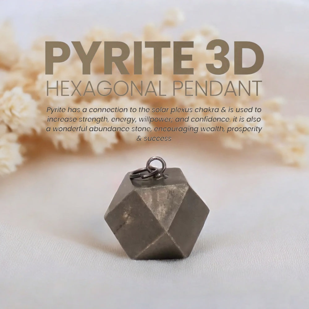 Pyrite 3d hexagonal Pendant (Without Chain)