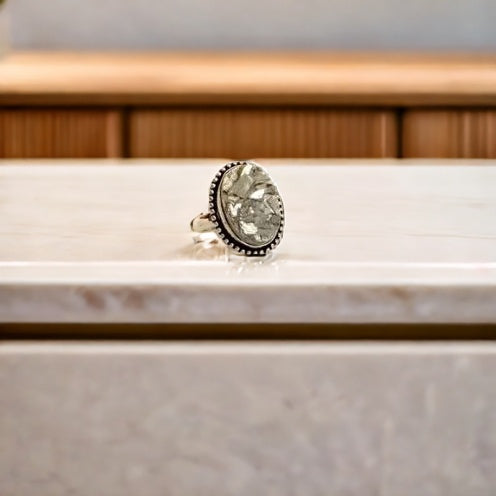 Pyrite Natural Adjustable Ring Oval Design 1