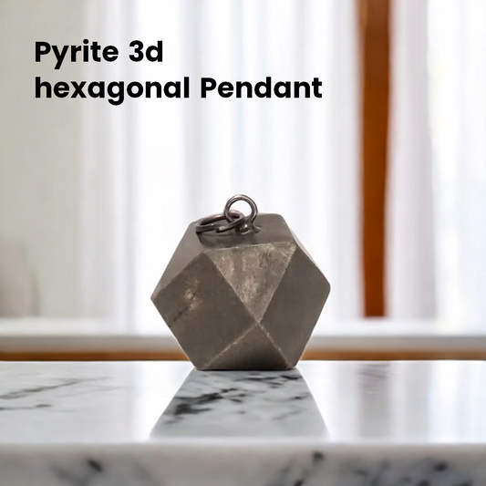 Pyrite 3d hexagonal Pendant (Without Chain)