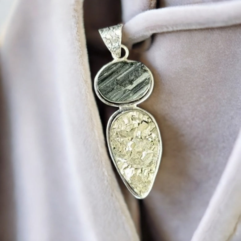 Black Tourmaline Pyrite Pendant