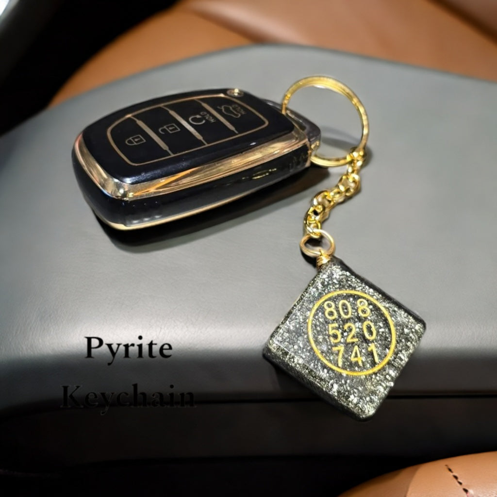 Pyrite Keychain (Gayatri Mantra + Zibu)