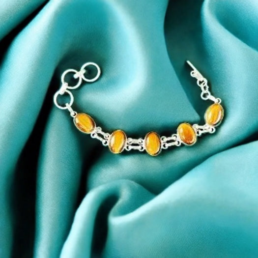 Tiger Eye Silver Plated Bracelet