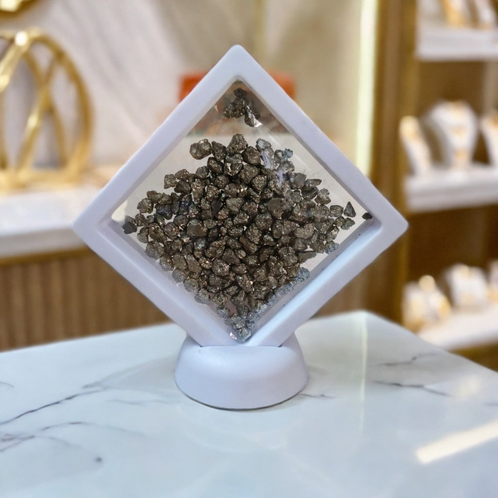 Natural Crushed Pyrite Gemstone With Stand