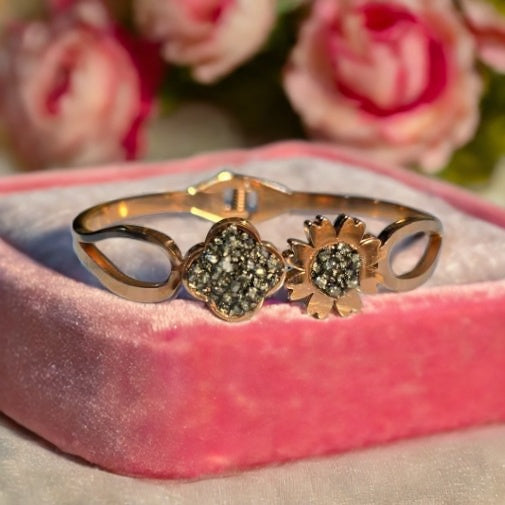 Flower Design Pyrite Bracelet