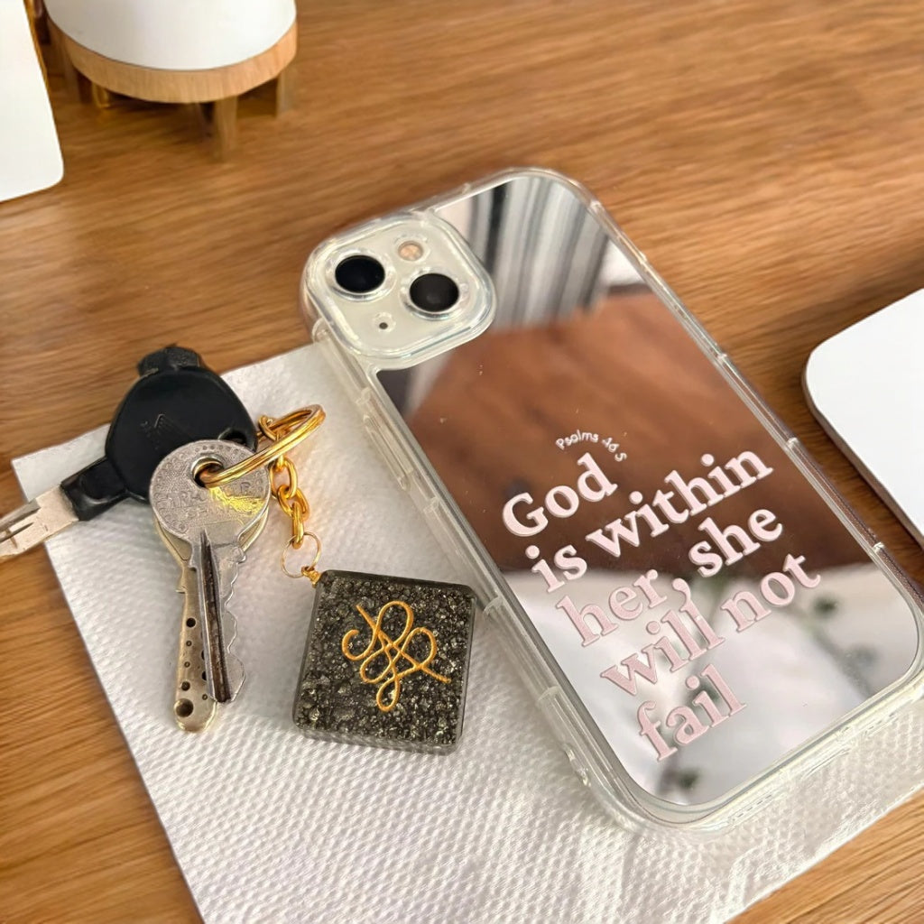 Pyrite Keychain (Gayatri Mantra + Zibu)