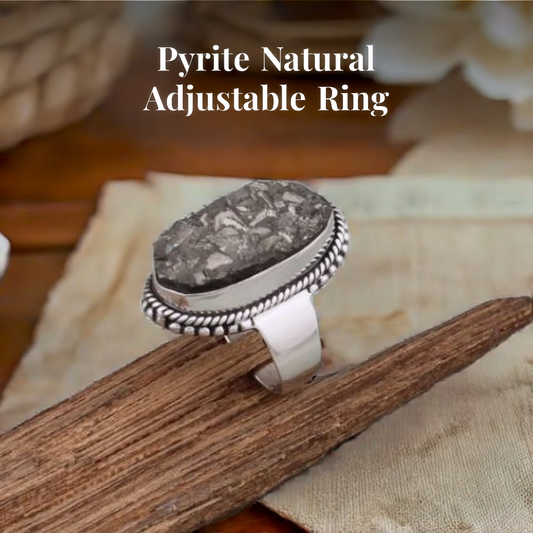 Pyrite Natural Adjustable Ring Oval L1