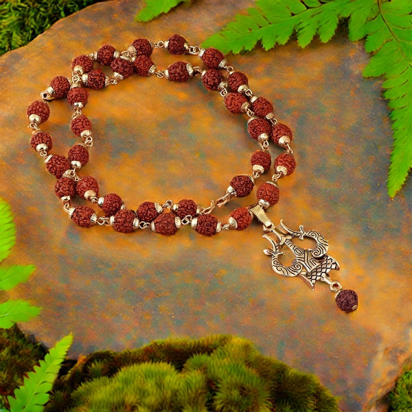 Gold Plated Rudraksha Trishool