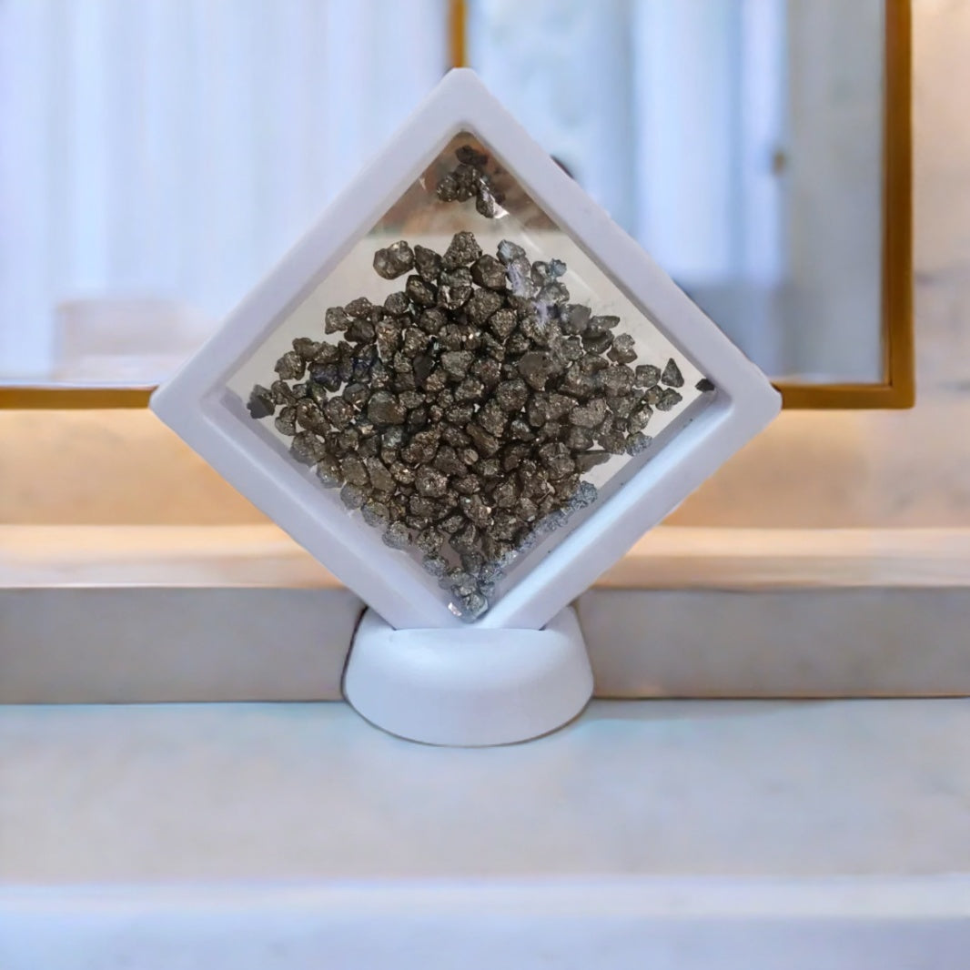 Natural Crushed Pyrite Gemstone With Stand