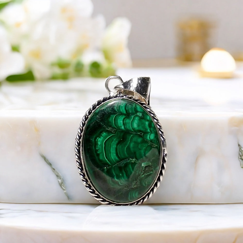 Green Malachite Pendant (Without Chain)