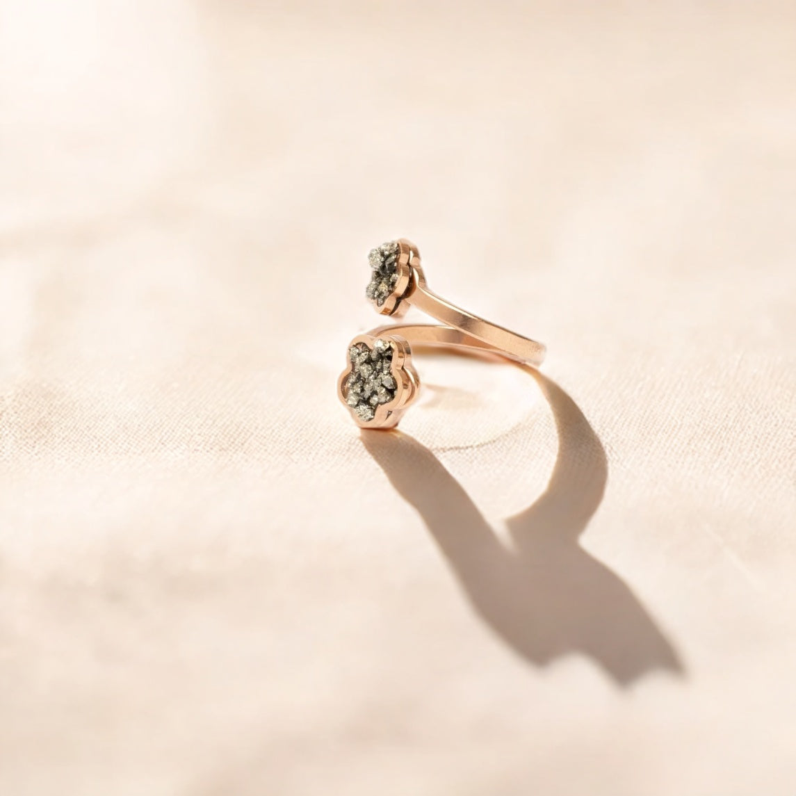 Pyrite Ring for Attracting Money (Flower Shape)