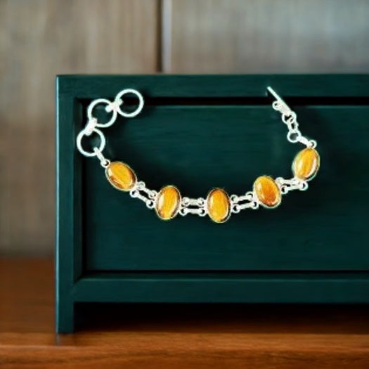 Tiger Eye Silver Plated Bracelet