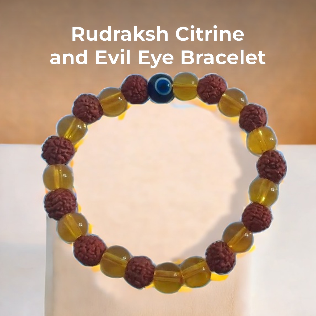Rudraksh Citrine and Evil Eye Bracelet