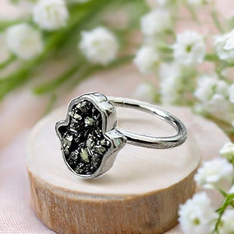 Pyrite Pure Silver Ring