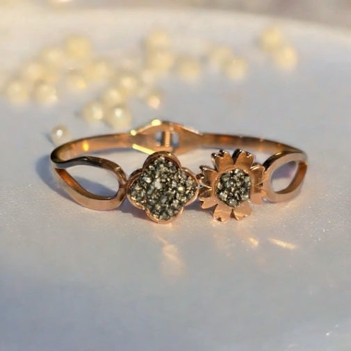 Flower Design Pyrite Bracelet