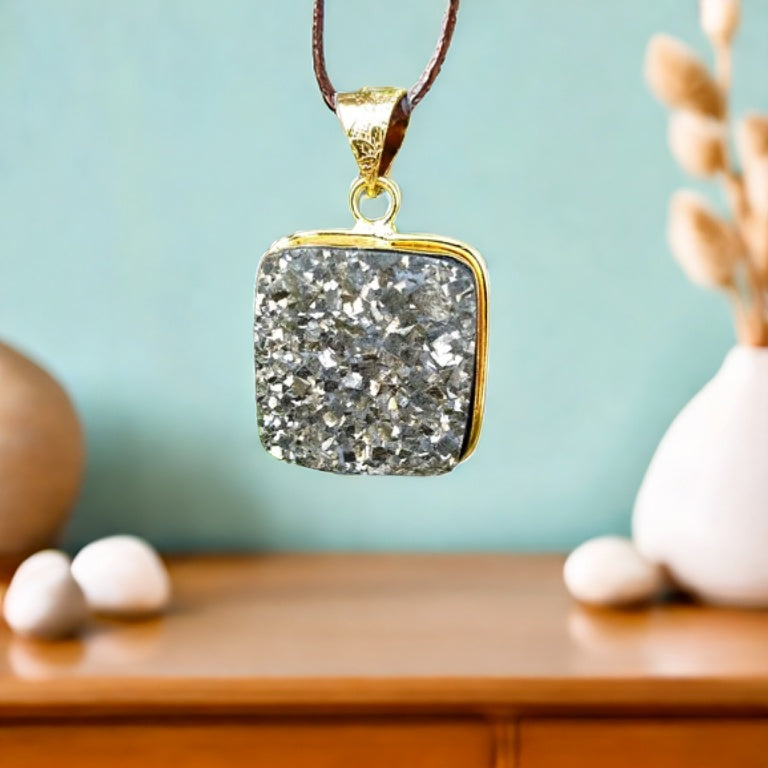 Pyrite Pendent With Gold Coated