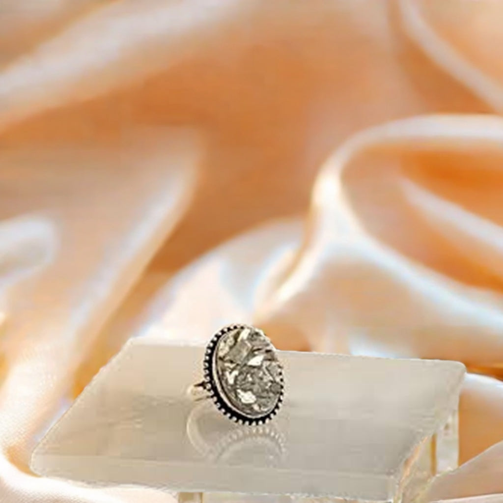 Pyrite Natural Adjustable Ring Oval Design 1