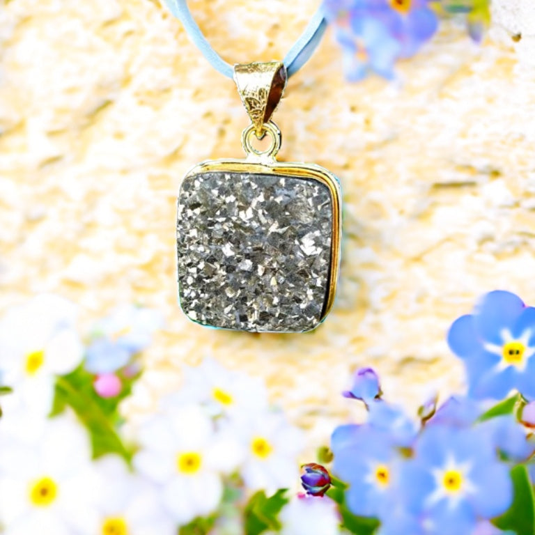 Pyrite Pendent With Gold Coated