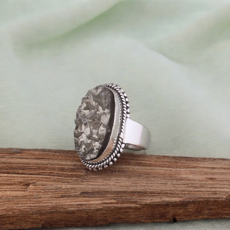 Pyrite Natural Adjustable Ring Oval L1