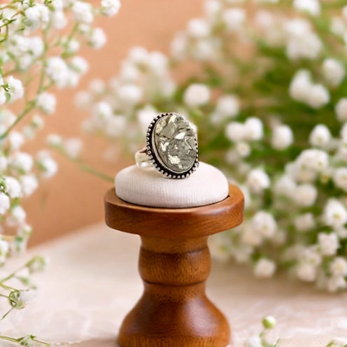 Pyrite Natural Adjustable Ring Oval Design 1