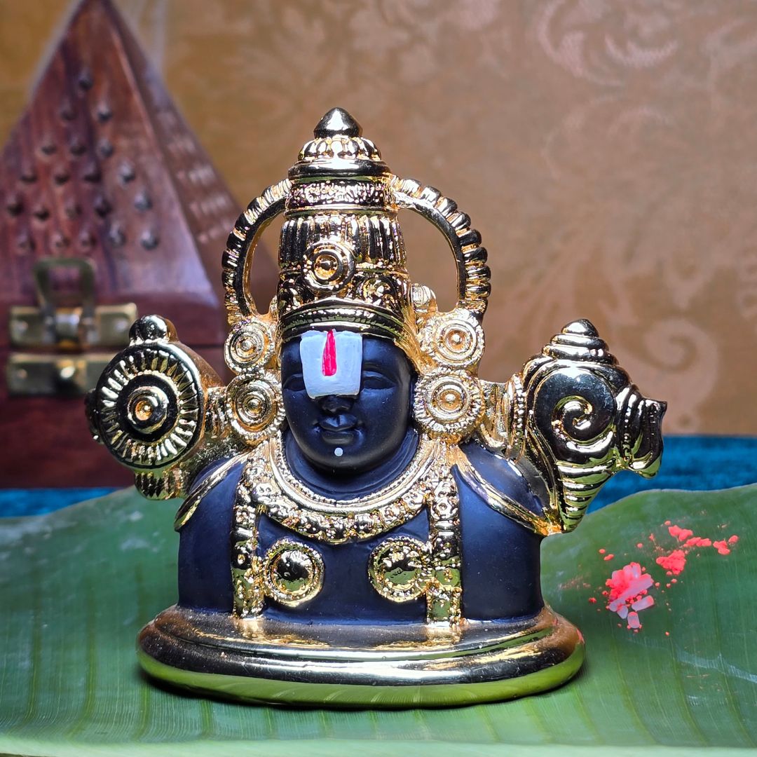 Lord Venkateshwara Statue | Gold Plated Tirupati Balaji Idol (3.5 Inch)