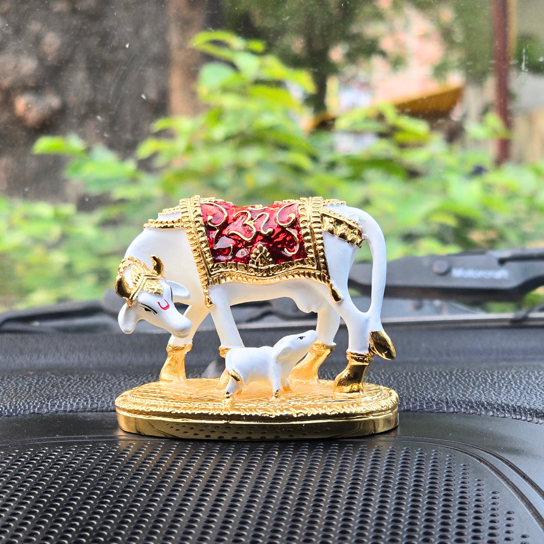 Gold and Silver Plated Kamdhenu Idol | Vastu Kamdhenu Idol for Home Office, and Gift