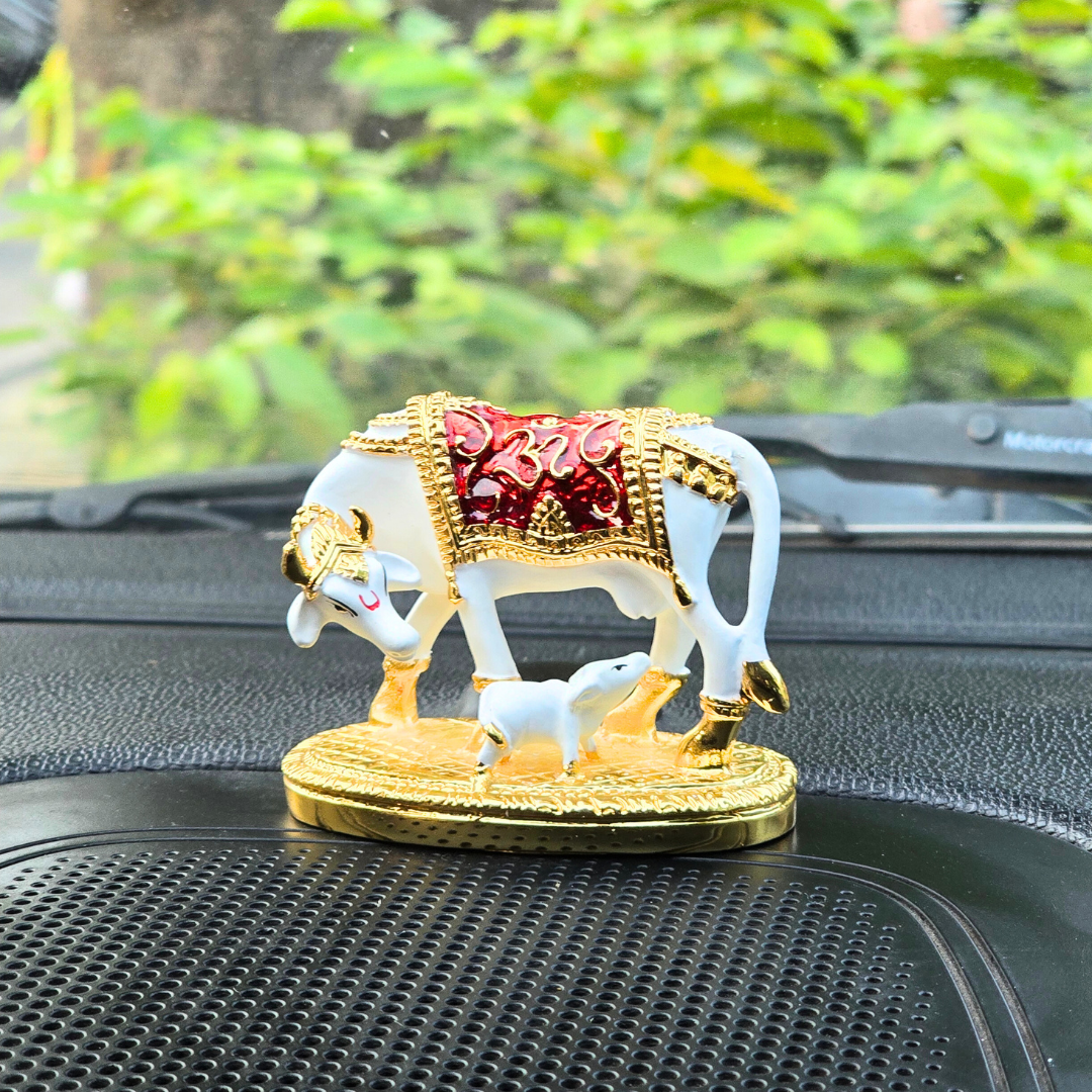 Gold and Silver Plated Kamdhenu Idol | Vastu Kamdhenu Idol for Home Office, and Gift