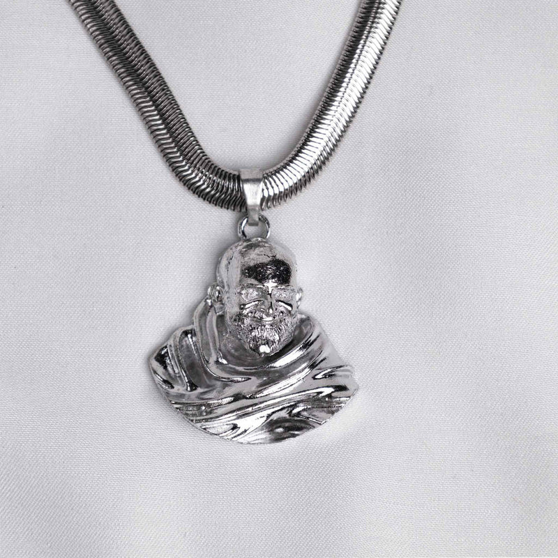 Sterling Silver Plated Neem Karoli Baba Pendant for Men