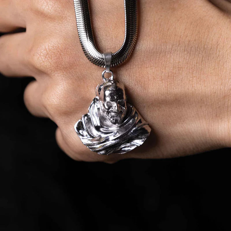 Sterling Silver Plated Neem Karoli Baba Pendant for Men